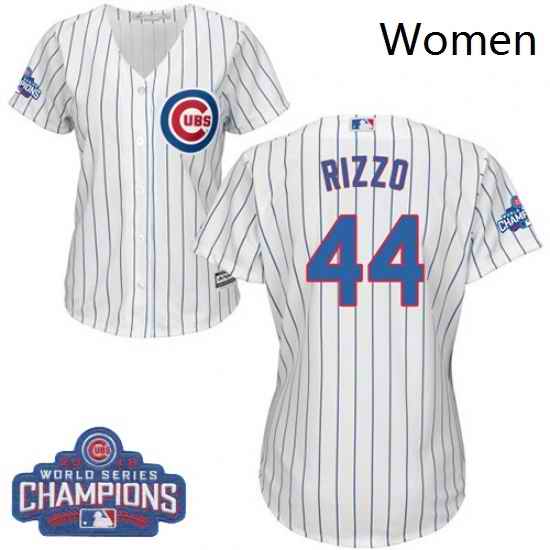 Womens Majestic Chicago Cubs 44 Anthony Rizzo Authentic White Home 2016 World Series Champions Cool Base MLB Jersey